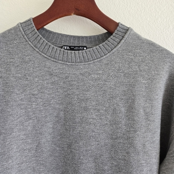 Zara Grey Oversized Plush Crewneck Sweatshirt Size Small - Picture 6 of 14